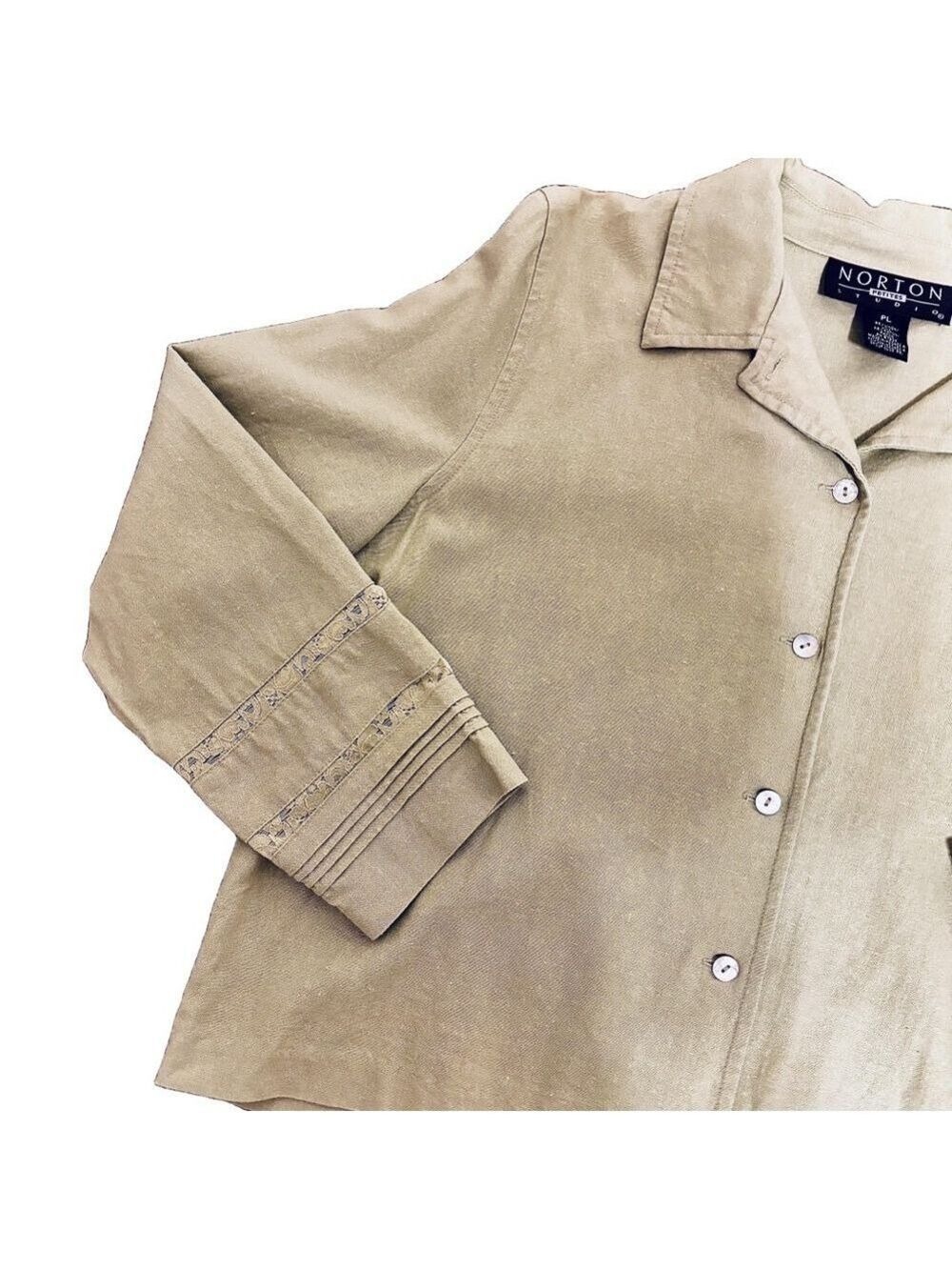 Norton Vintage Light Green Petite Button Down Jacket - Picture 7 of 11